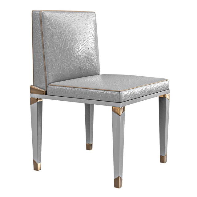 Art Deco "Perla" Chair With Stainless Steel, Bronze Details, Handmade For Sale - Image 3 of 9