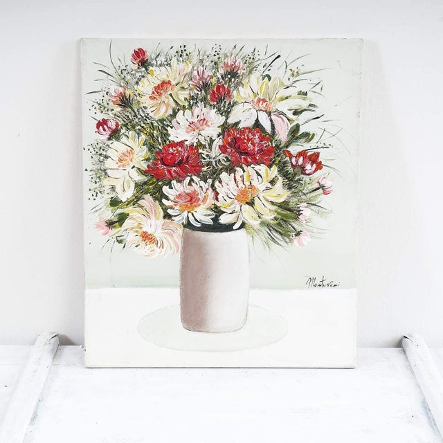 Textile Costanza Mantovani, Floral Still Life, Oil on Canvas For Sale - Image 7 of 7