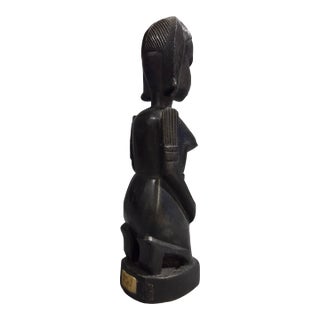 Mid 20th Century African Hand Carved Ebony Wood Kneeling Female Figure Statue For Sale