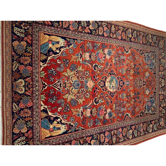 1910s Antique Hand Knotted Persian Kashan Rug For Sale - Image 5 of 12