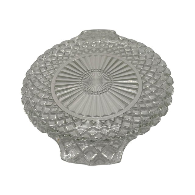Vintage Clear Pressed Glass Cake Plate With Handles in 'Waterford' Pattern by Anchor Hocking For Sale - Image 12 of 12