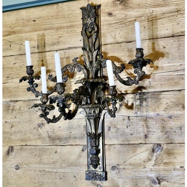 Antique Five-Branch Wall Sconce For Sale - Image 4 of 14