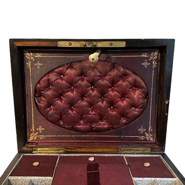 Wood 19th Century Victorian English Rosewood Inlaid Abalone Writing Box Lap Desk For Sale - Image 7 of 16