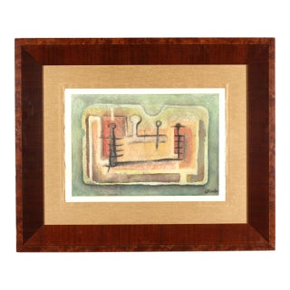 Marisol Escobar Attributed, Large Scale Abstract Watercolor on Paper For Sale