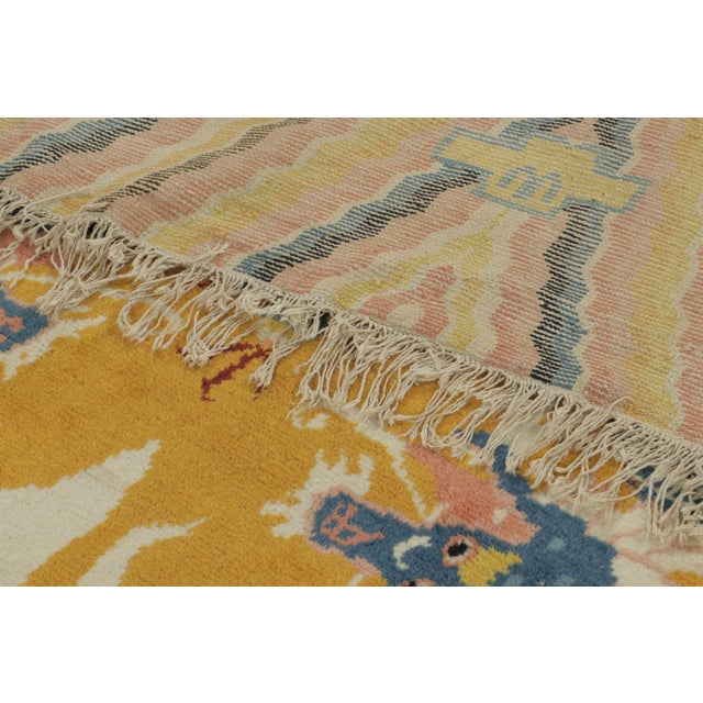 Rug & Kilim Antique Chinese Dragon Pictorial Gold Runner With Imperial Symbols - Rug & Kilim For Sale - Image 4 of 9