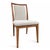 Midcentury inspired smooth wood frame dining chair with light grey and cream upholstered seat and floating back. Seat...