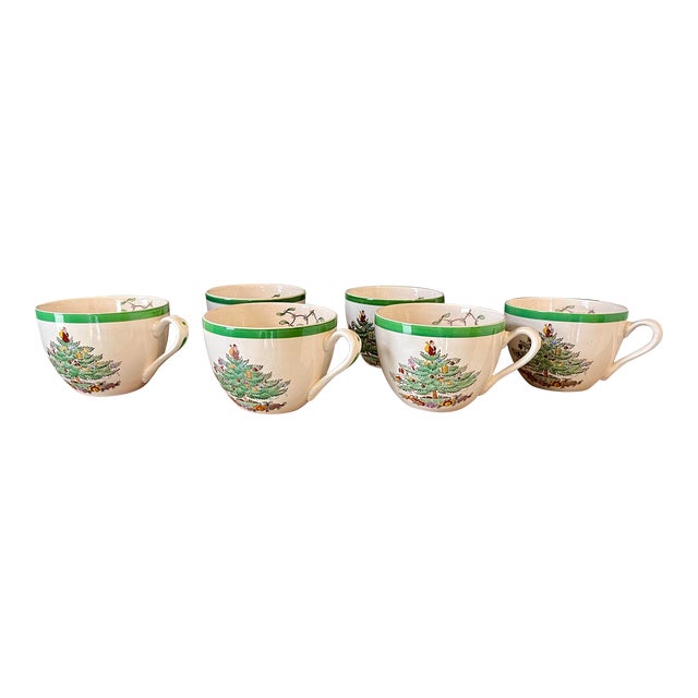 Vintage Mid-Century Spode Christmas Tree Mugs-Set of 6 For Sale