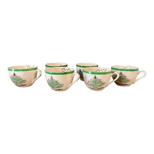 Vintage Mid-Century Spode Christmas Tree Mugs-Set of 6