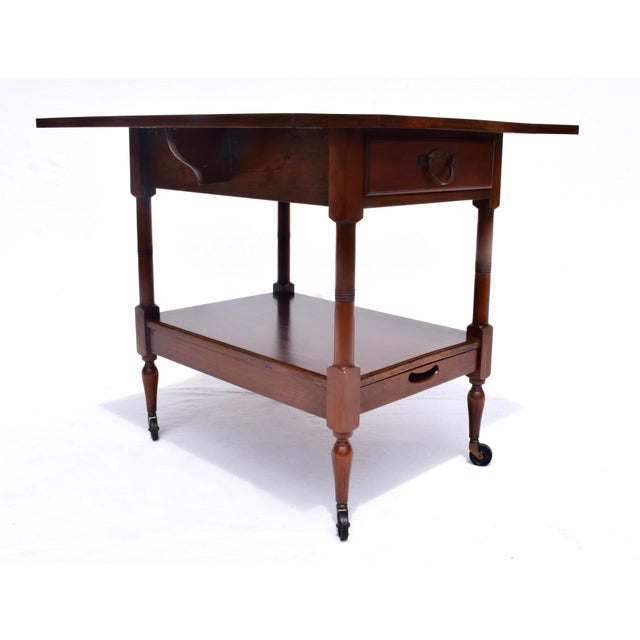 Mid-Century Modern Bar Cart by John Stuart, Cherry & Brass, 1960s For Sale - Image 9 of 12