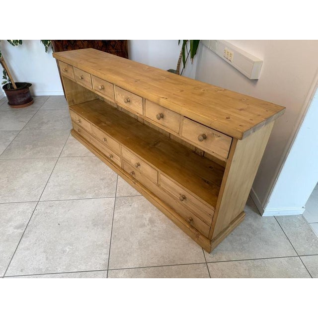 Rustic 12-Drawer Sideboard in Softwood For Sale - Image 6 of 14