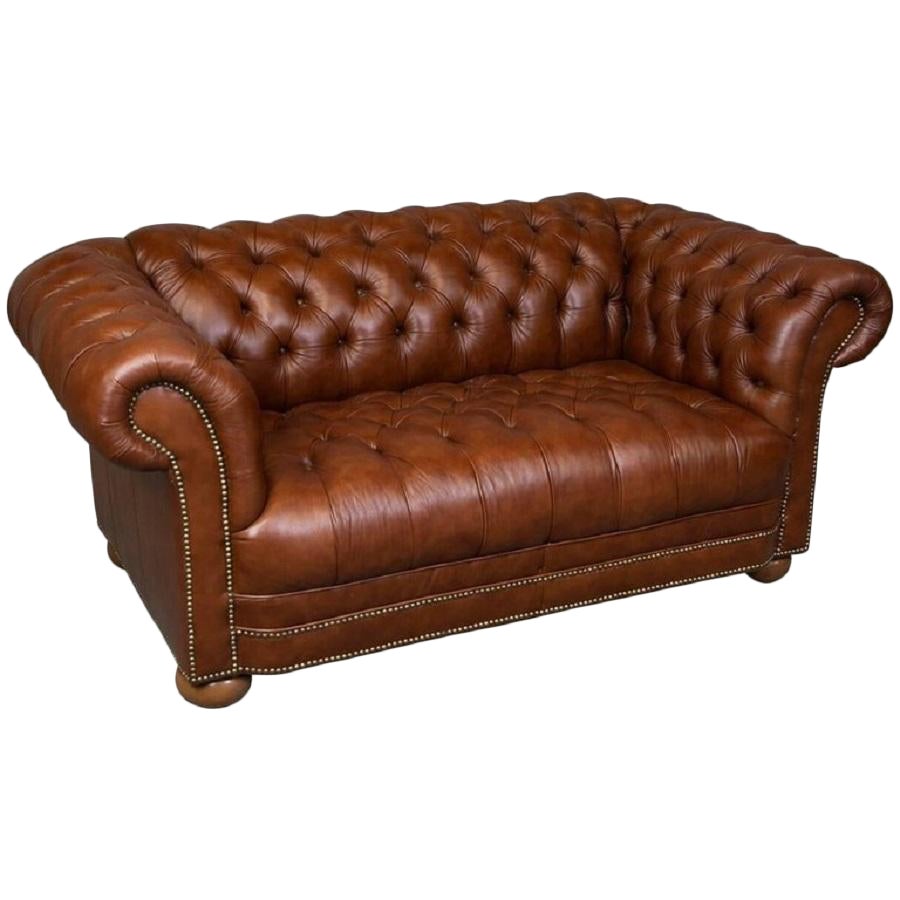 1930s Vintage Tufted Leather Chesterfield Sofa Chairish