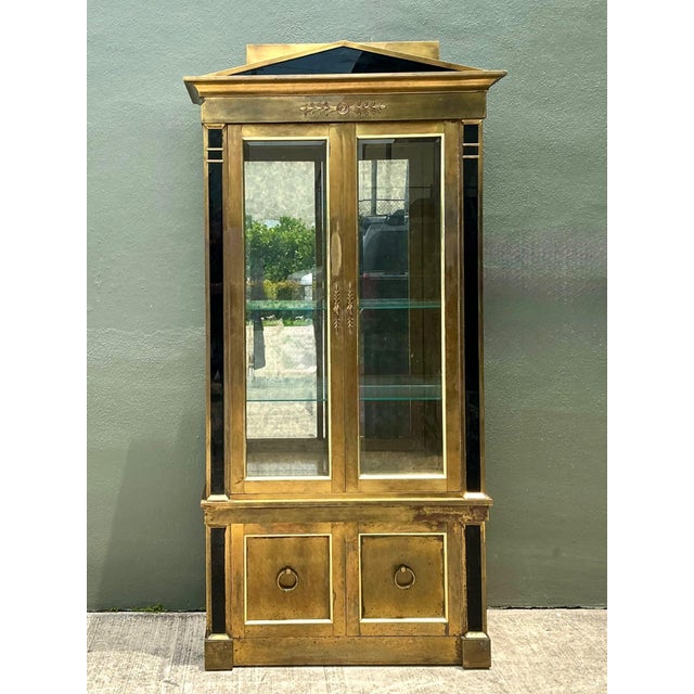 Vintage Mastercraft Brass Pediment Cabinet For Sale - Image 10 of 18