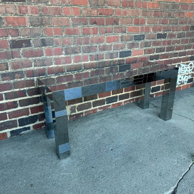 Paul Evans City Scape Patchwork Chrome Console Table Signed For Sale In Cleveland - Image 6 of 8