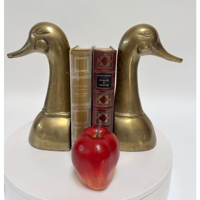 Mid-Century Modern Vintage Brass Duck Head Bookends Hollywood Regency Circa 1950 For Sale - Image 3 of 8