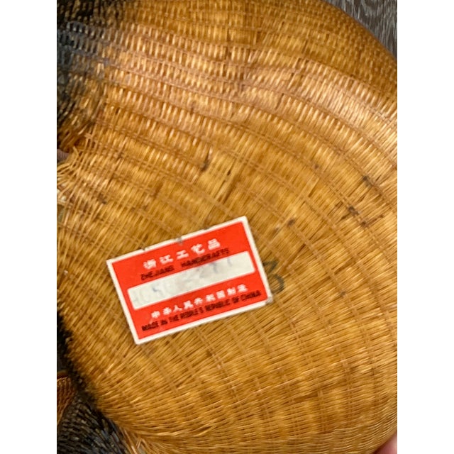 Camel Vintage Boho Shanghai Weave Reclining Panda For Sale - Image 8 of 8