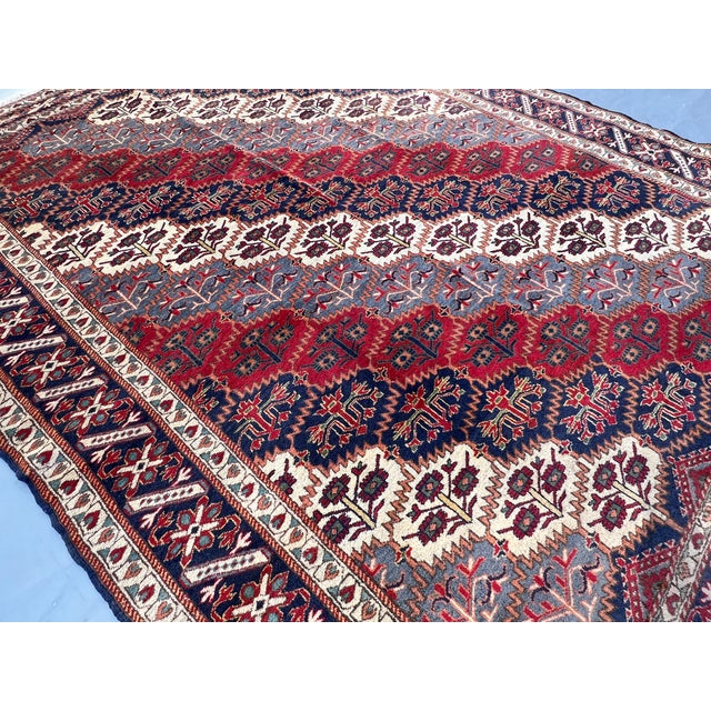 Red Caucasian Shirvan All-Over Blossom Lattice Tribal Rug - 6'8" X 5'4" For Sale - Image 8 of 13