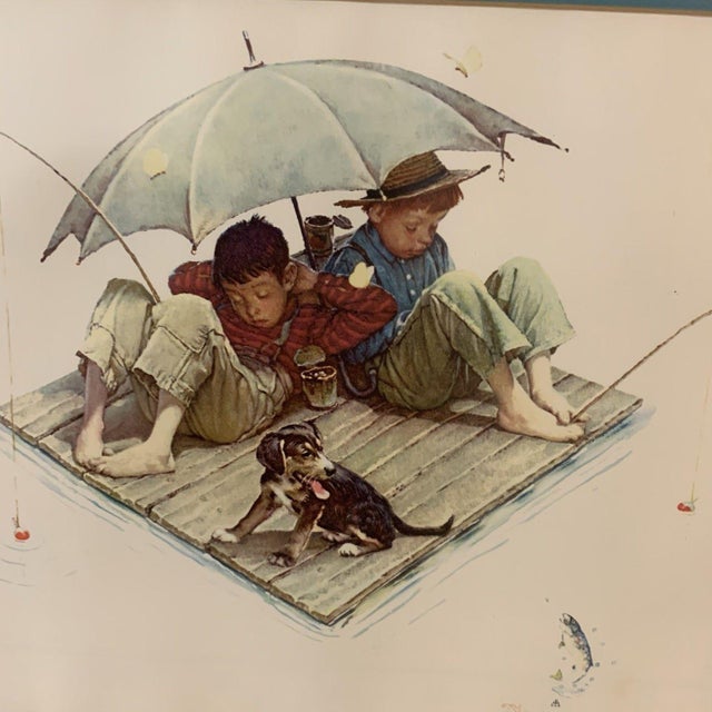 Norman Rockwell Licensed Framed Print "Me and My Pal: Fishing Raft" Framed 70s Details * Licensed reprint * Professionally...