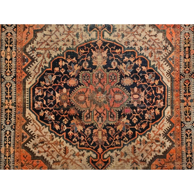 Antique Farahan Sarouk Rug, Handwoven Floral Pattern, Ivory & Brick Red, 5’ X 7’ For Sale - Image 12 of 12