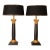 Vintage Italian Table Lamps Corinthian Column Lamps Black Gold Wood Hand Carved - A Pair For Sale