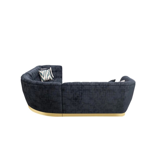 Vittoria Luxe Black Chenille Curved Sectional Sofa For Sale - Image 4 of 7