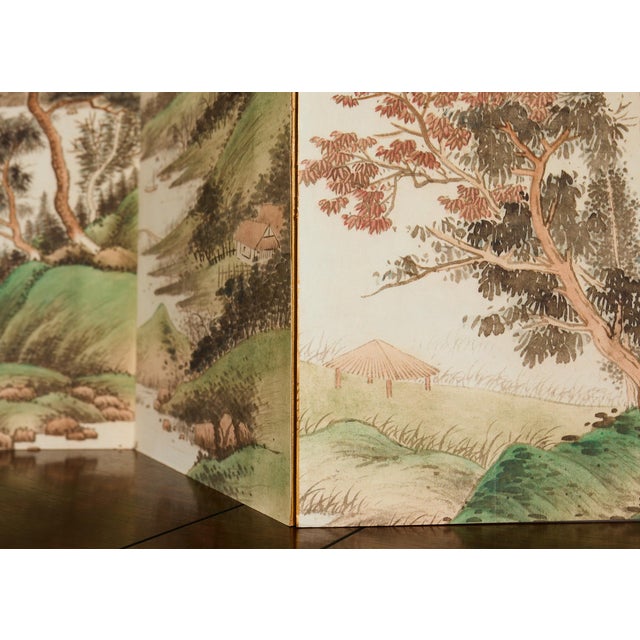Chinese Eight Panel Folding Table Screen Landscapes Poems For Sale - Image 9 of 12