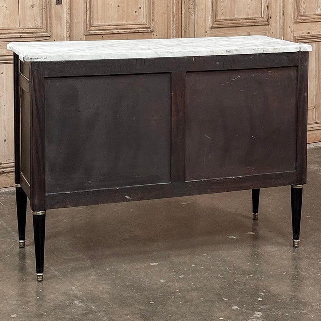 Antique French Louis XVI Mahogany Commode With Carrara Marble For Sale - Image 16 of 16