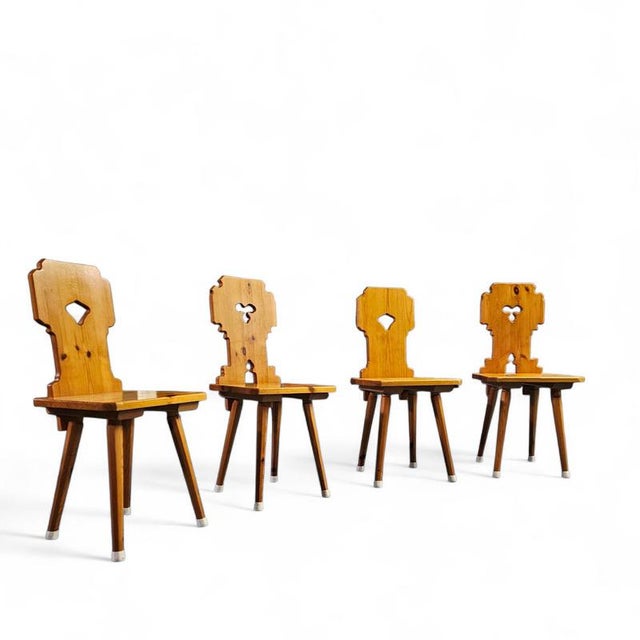Tyrolean Folk Pine Chairs, 1970, Set of 4 For Sale - Image 5 of 17