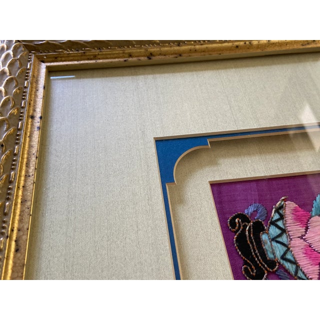 Antique Qing Dynasty Silk Embroidered Textile Framed For Sale - Image 11 of 13