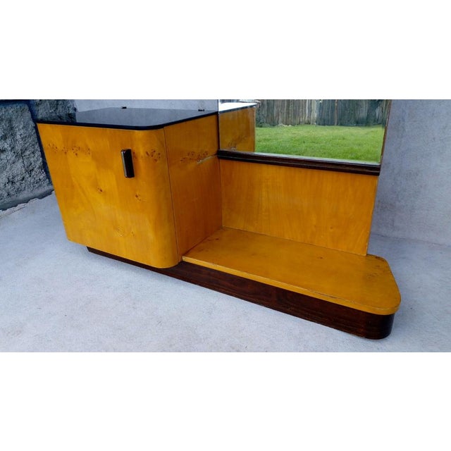 Dressing table with mirror in very well-preserved original authentic condition. Beautiful clean lines. The mirror is...