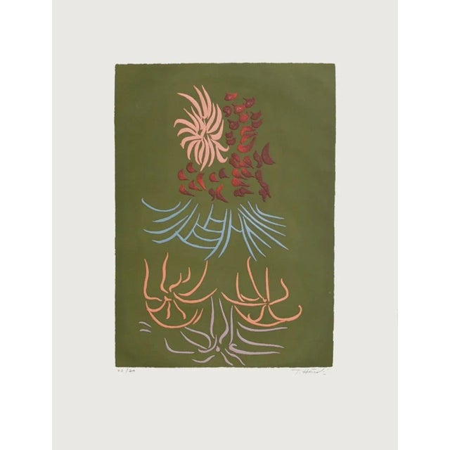 1974 Jacques Herold Flowers Etching For Sale