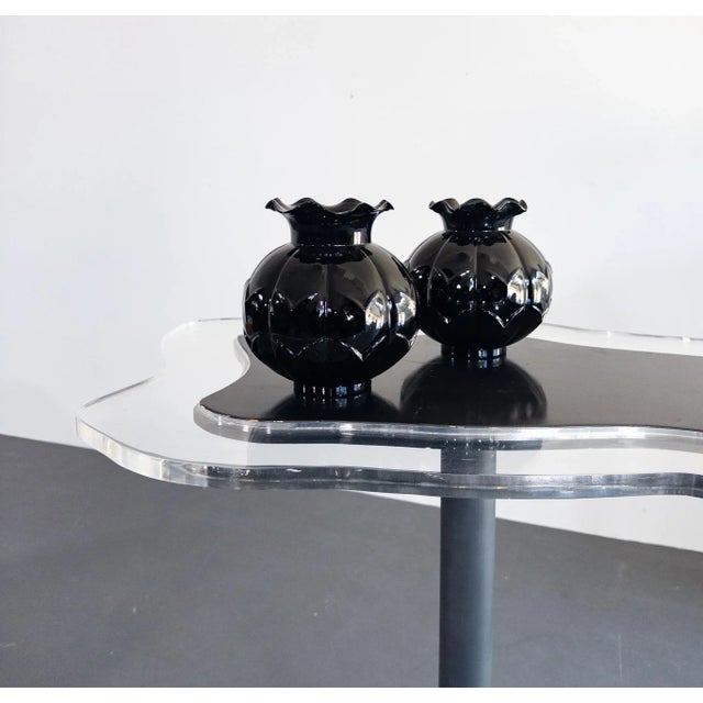 Art Deco Black Glass Vase by Edvin Ollers for Elme Glasbruk, Sweden, 1920s-1930s For Sale - Image 6 of 8