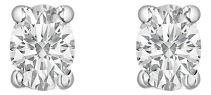 14K White Gold 1/4 Ctw Oval Lab-Grown Diamond Solitaire Stud Earrings