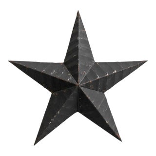 Vintage Farmhouse Black Metal Barn Star Wall Object For Sale