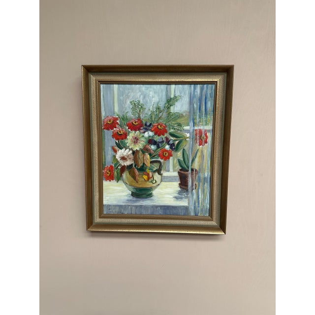 Gerda Tougaard, Flower Still Life, 1960s, Oil on Panel, Framed For Sale - Image 12 of 18
