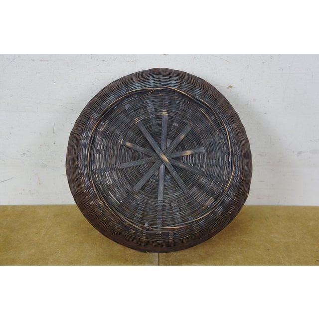 Antique Chinese Wicker Lidded Bead Ring Tassel Sewing Storage Basket 12" For Sale - Image 11 of 12