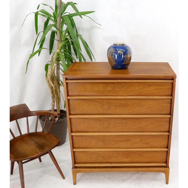 Mid 20th Century Super Clean Light American Walnut High Chest of Drawers For Sale - Image 5 of 13