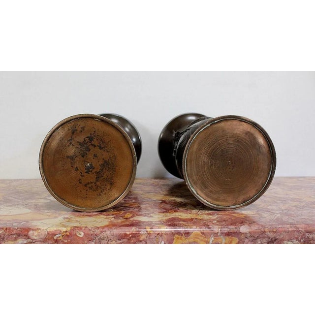 Japanese Vases in Patinated Bronze, 1900s, Set of 2 For Sale - Image 18 of 18
