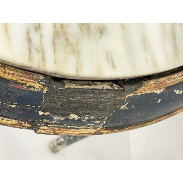 Early 20th Century French Louis XVI Style Painted Giltwood Marble Top Guéridon Tables, Set of 2 For Sale - Image 14 of 18