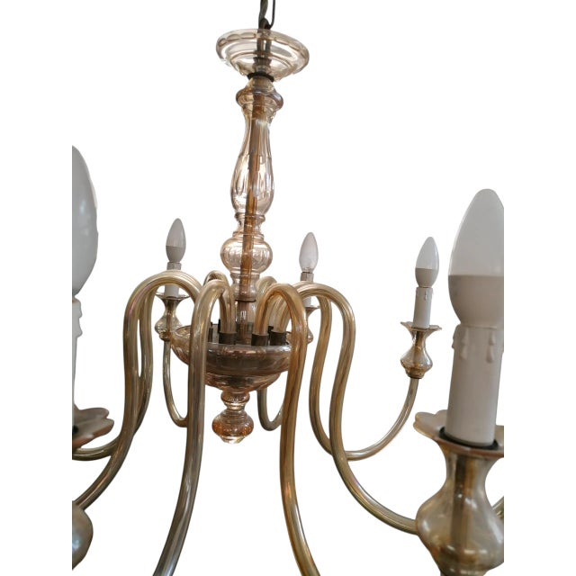 Eight-Light Murano Glass Chandelier, 1960s For Sale - Image 3 of 5