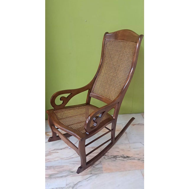 Vintage Lincoln Rocking Chair in Rattan, 1970 For Sale - Image 6 of 6