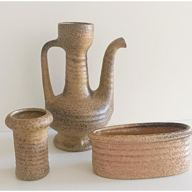 Ceramic Mid-Century Wabi-Sabi Style Handmade Ceramics Set by Marius Van Woerden, the Netherlands, 1960s, Set of 3 For Sale - Image 7 of 15