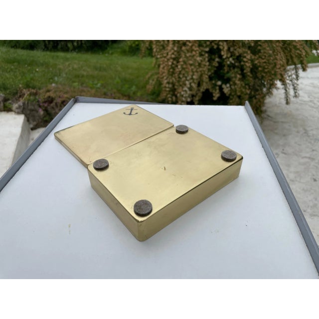 Gold French Golden Box in Brass with Anchor Pattern, 1970 For Sale - Image 8 of 10