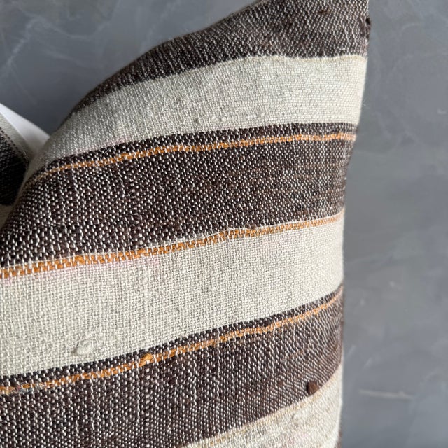 Vintage Rug Pillow Cover With Stripes For Sale In Los Angeles - Image 6 of 8