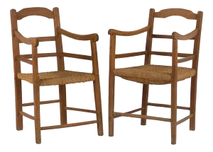 Set of Oak Armchairs, 1900s
