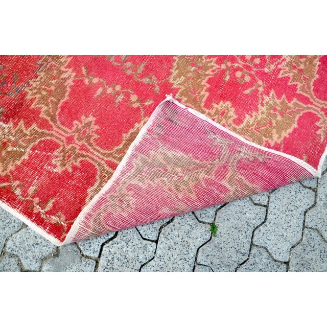 1960s Vintage Hand-Knotted Red Rug For Sale - Image 10 of 11