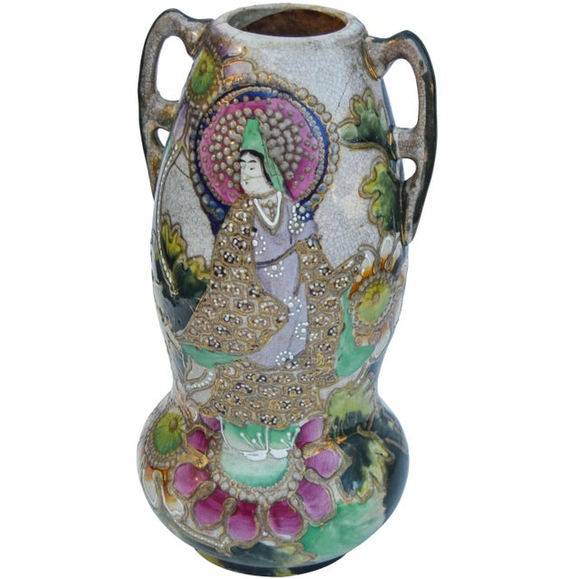 Ceramic Antique Cloisonne Ceramic Vase with Handles For Sale - Image 7 of 7
