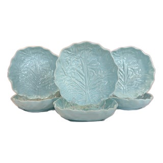 Vintage Belo Portuguese Faiança Cabbageware Salad Bowls – Set of 6 For Sale