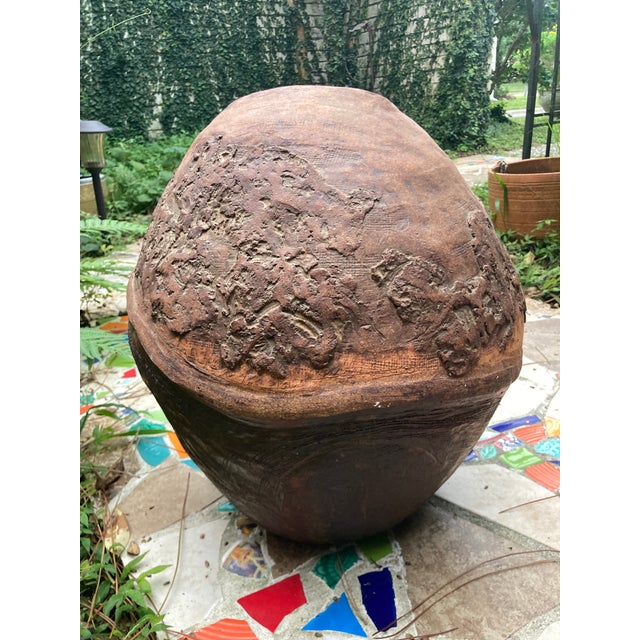 Original Hand-Thrown 1980s Stunning Clay Vessel Dramatic Brutalist Texture - Signed by Galveston Artist For Sale In Houston - Image 6 of 13