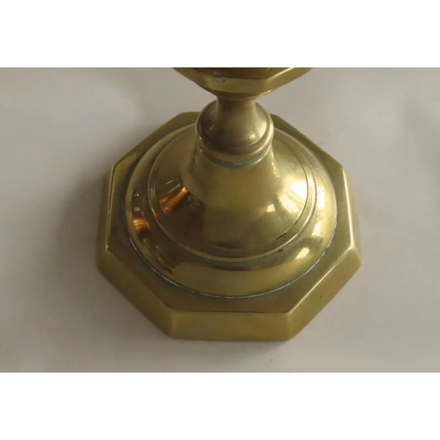 Brass 19th Century Push Up Brass Candlesticks Holder - A Pair For Sale - Image 8 of 11