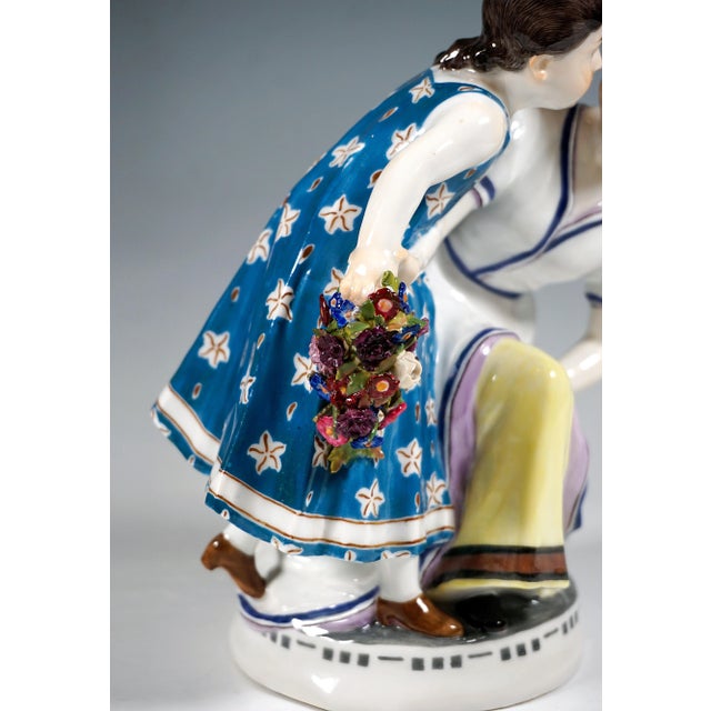 Art Nouveau Girl with Child Figurine by T. Eichler for Meissen, 1905 For Sale - Image 6 of 8